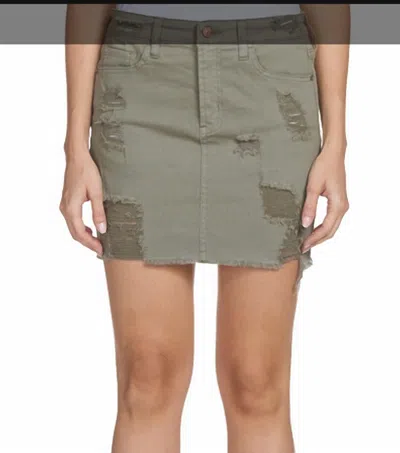 Elan Jean Skirt In Army Green In Multi