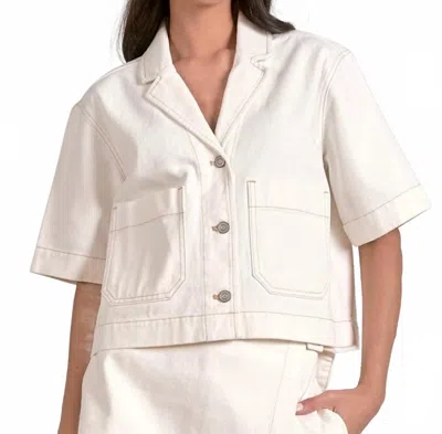 Elan Jen Cropped Button Up Shirt In Natural In Yellow