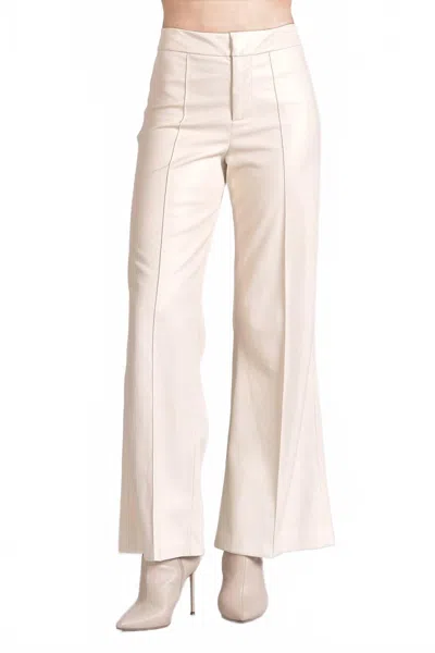 Elan Jolene Faux Leather Pants In White In Neutral