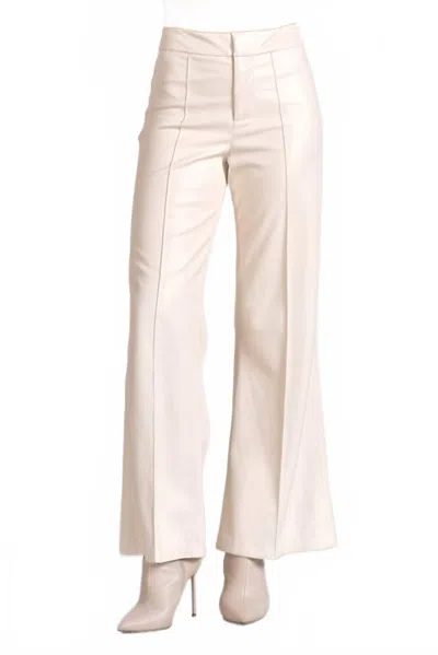 Elan Jolene Faux Leather Pants In White In Neutral