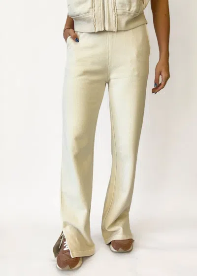 Elan Joni Wide Leg Sweatpants In Stone In White