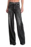 Elan Joy Sweatpants Jeans In Grey Wash In Black