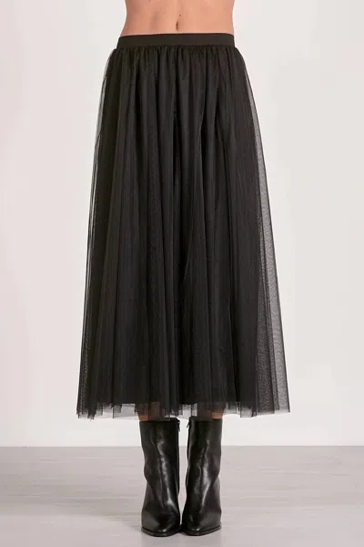 Elan Joy Tulle Midi Skirt In Black In Multi