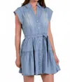 Elan Collared Button Front Mini Dress In Blue