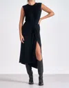 Elan Sleeveless Slit Front Skirt In Black