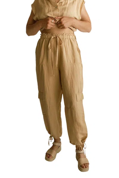 Elan Kailani Linen Pant In Taupe In Beige