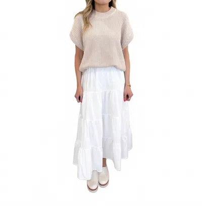 Elan Kaiya Vest Midi Skirt Set In Grey / White In Multi