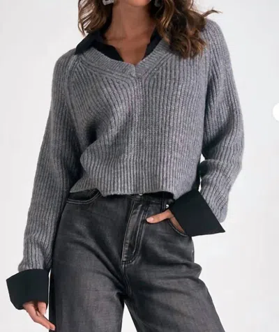 ELAN KASHA SWEATER TOP IN GREY
