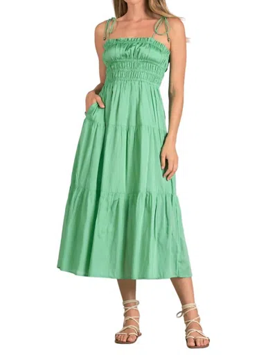Elan Smocked Midi Dress In Mint In Green