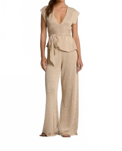 Elan Kaui Wide Leg Pant In Beige In Neutral
