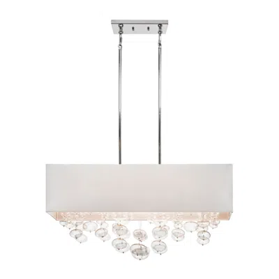Elan Kichler Piatt 32"w Chrome And White Fabric Linear Pendant