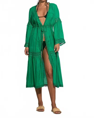 Elan Kimono Lace Coverup In Bright Green