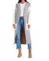 Elan Kitson Duster Long Cardigan In Grey Color Block In Gray