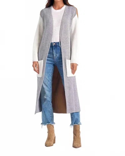 ELAN KITSON CARDIGAN IN GREY/TAUPE/WHITE