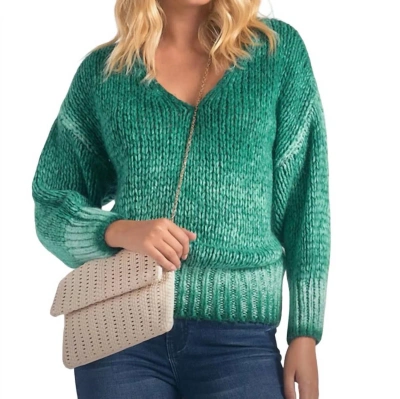 Elan Knit Ombré Sweater In Green