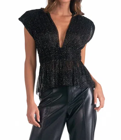 Elan Kyra Peplum Top In Black