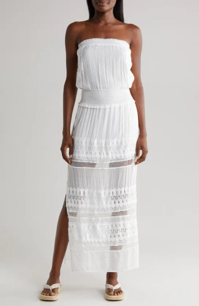 Elan Lace Strapless Cover-up Maxi Dress In White