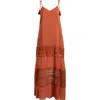 Elan Lace Tie Strap Cover-up Maxi Dress In Clay