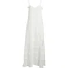 Elan Spaghetti Strap Crocheted Tiered Maxi Dress In White