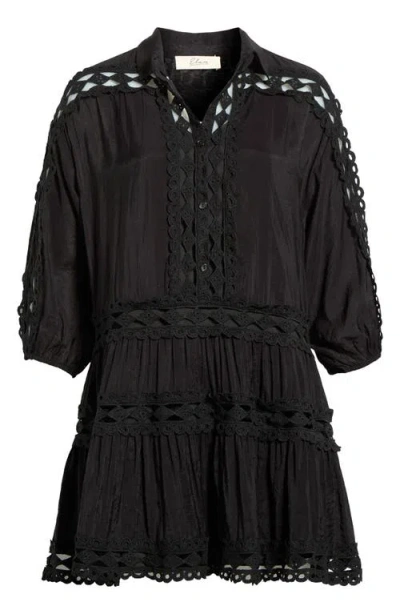 Elan Lace Trim Cover-up Dress In Black