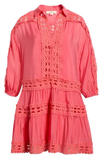 Elan Lace Trim Cover-up Dress In Pink