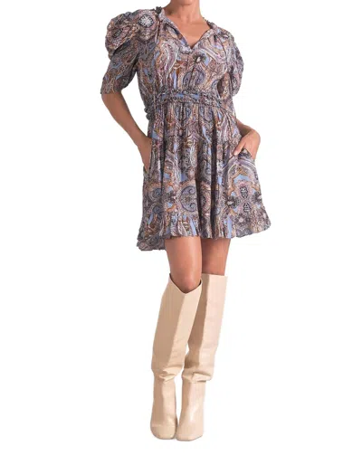 Elan Laurine Dress In Blue Paisley In Brown