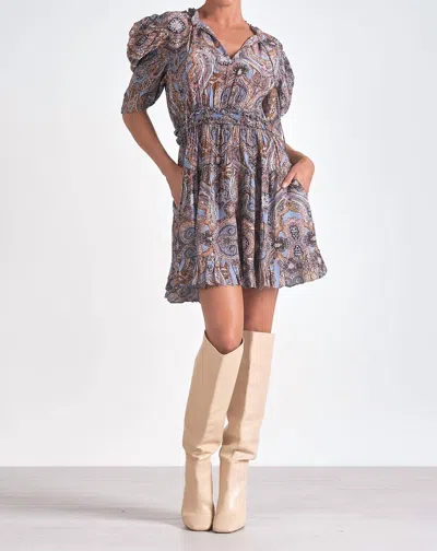 Elan Laurine Dress In Blue Paisley In Multi