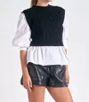 Elan Layered Look Sweater In Black