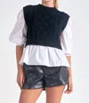 Elan Layered Look Sweater In Black