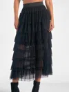 Elan Layered Tuille Midi Skirt In Black In Black