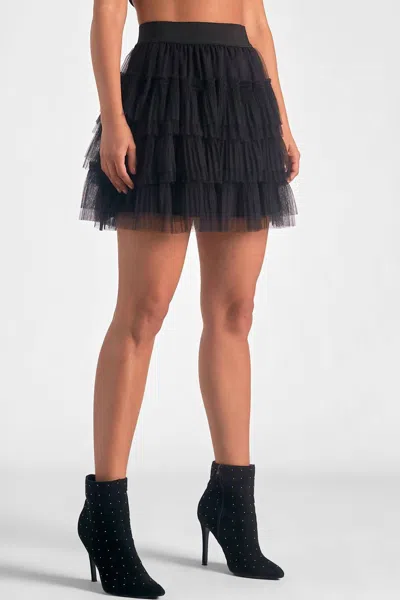 Elan Layered Tulle Mini Skirt In Black