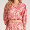 Elan Leafy Floral Top In Pink In Pink
