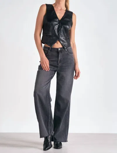 Elan Leather Lala Vest In Black