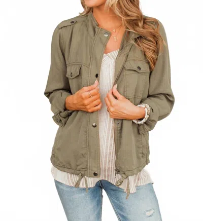 Elan Lightweight Gauze Jacket In Light Olive In Brown