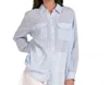 Elan Lightweight Gauze Snap Shirt In Blue In Blue