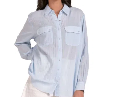 Elan Lightweight Gauze Snap Shirt In Blue