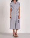 Elan Lila Shirt Midi Dress In Black Stripe In Black