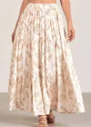 Elan Printed Tiered Maxi Skirt In Multi