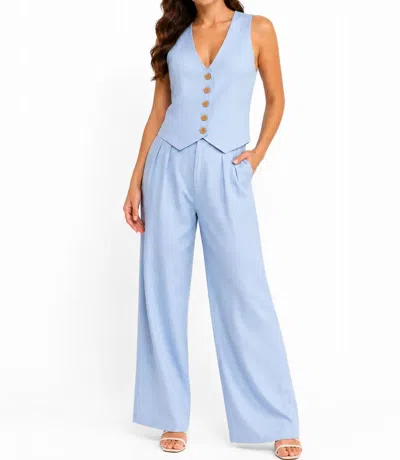 Elan Linen Blend Wide-leg Pants In Light Blue
