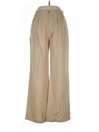 Pre-owned Elan Linen Pants In Tan