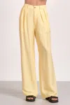 Elan Linen Pleated Pants In Yellow In Yellow