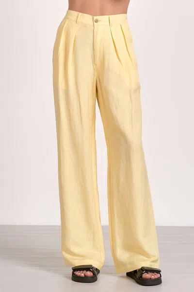 Elan Linen Pleated Pants In Yellow