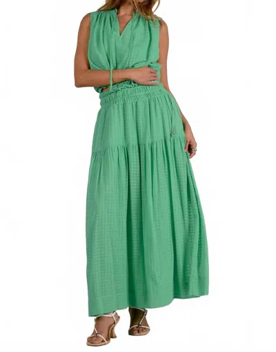 Elan Linen Summer Maxi Skirt In Mint In Green