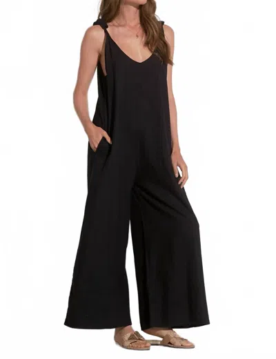Elan Linen Tank Jumpsuit In Black