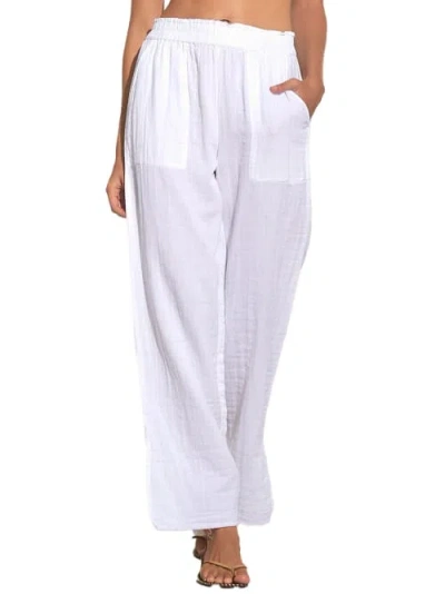 Elan Linen Woven Cover-up Pants In White