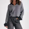 Elan Kasha Sweater Top In Grey In Gray