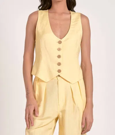 Elan Halter Vest Top In Vanilla In Yellow