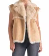 Elan Long Faux Fur Vest Jacket In Tan In Brown