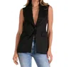 Elan Vest With Long Lapel In Black In Black