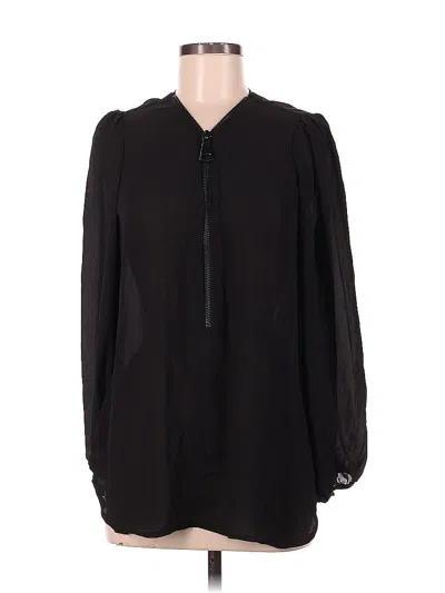 Pre-owned Elan Long Sleeve Blouse In Black